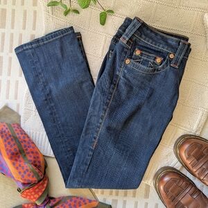 True Religion | Johnny | Low Rise Straight Leg Dark Wash Denim Jeans